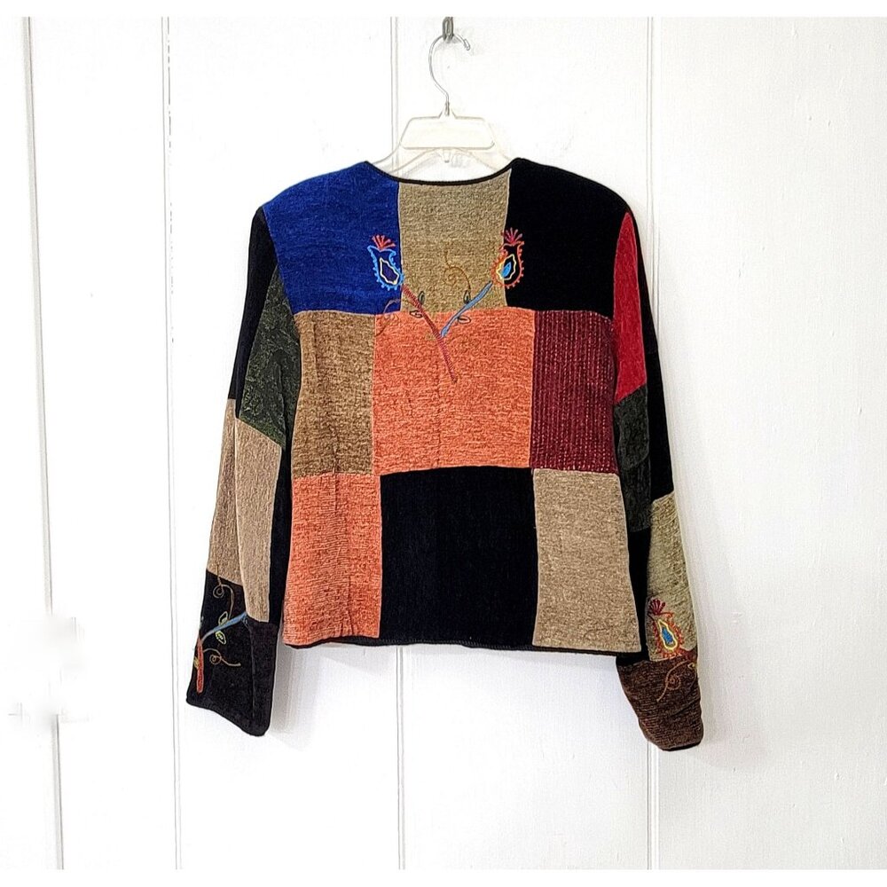 Alex Kin Art To Wear Embroidered Patchwork Chenille Jacket - Picture 3 of 6